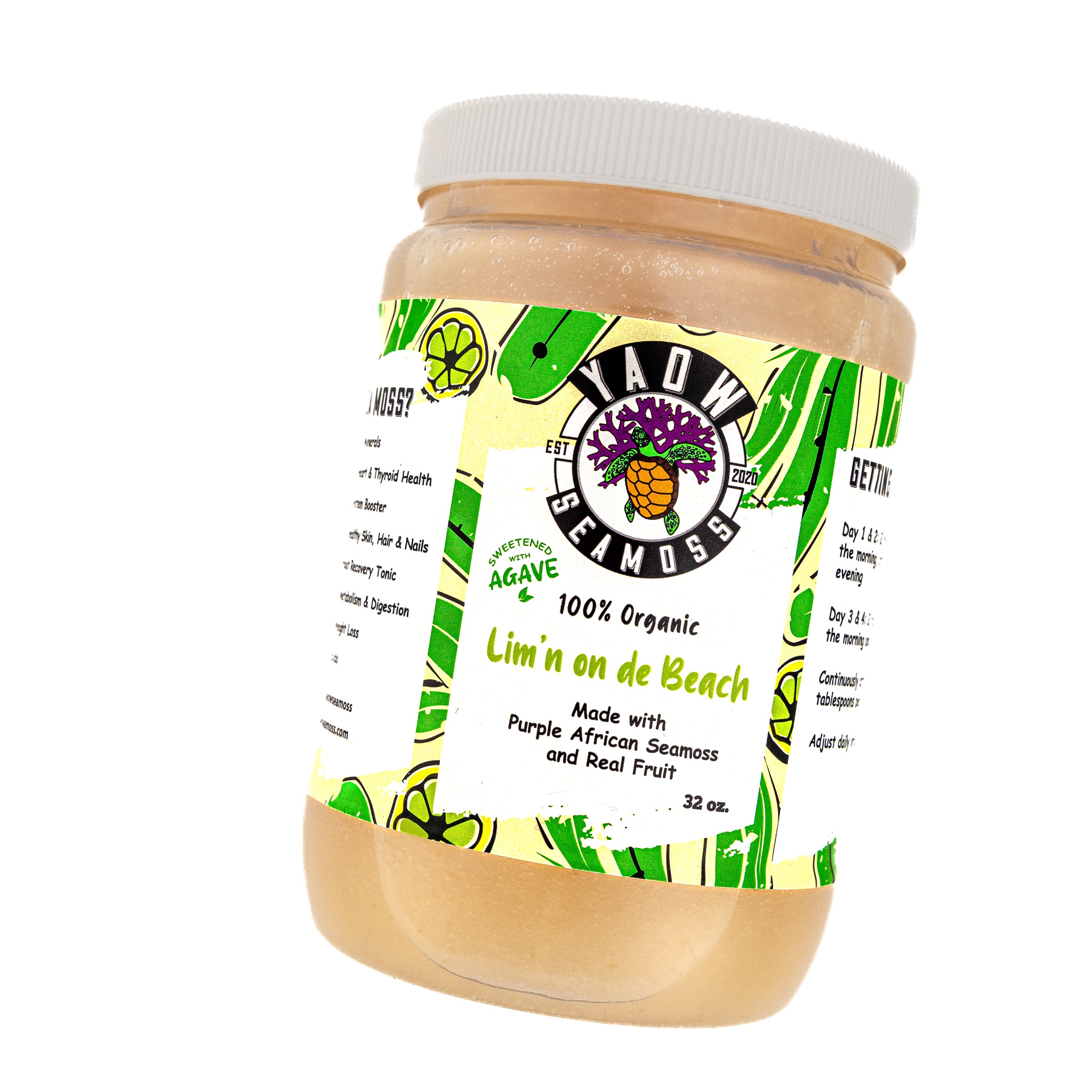 32 oz. Lim'n on de Beach Sea Moss Gel | Yaow